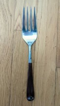 Ekco Eterna Stainless Large Solid Cold Meat Serving Fork EKS28 Brown Handle - $9.74