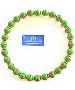 NWT ANGELA MOORE NECKLACE GREEN WITH PINK BUTTERFLIES - €42,22 EUR