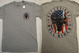 PBR Professional Bull Riders Oval Americana USA Flag Licensed Gray T-Shirt - £17.38 GBP+
