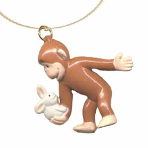 Funky CURIOUS GEORGE PENDANT NECKLACE Mini Toy Figure Ape Monkey Novelty... - $8.79