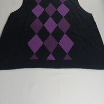 Claiborne Women's Knit Black Cotton Vest Sweater Size 3XLT Black w/Purple Argyle image 10