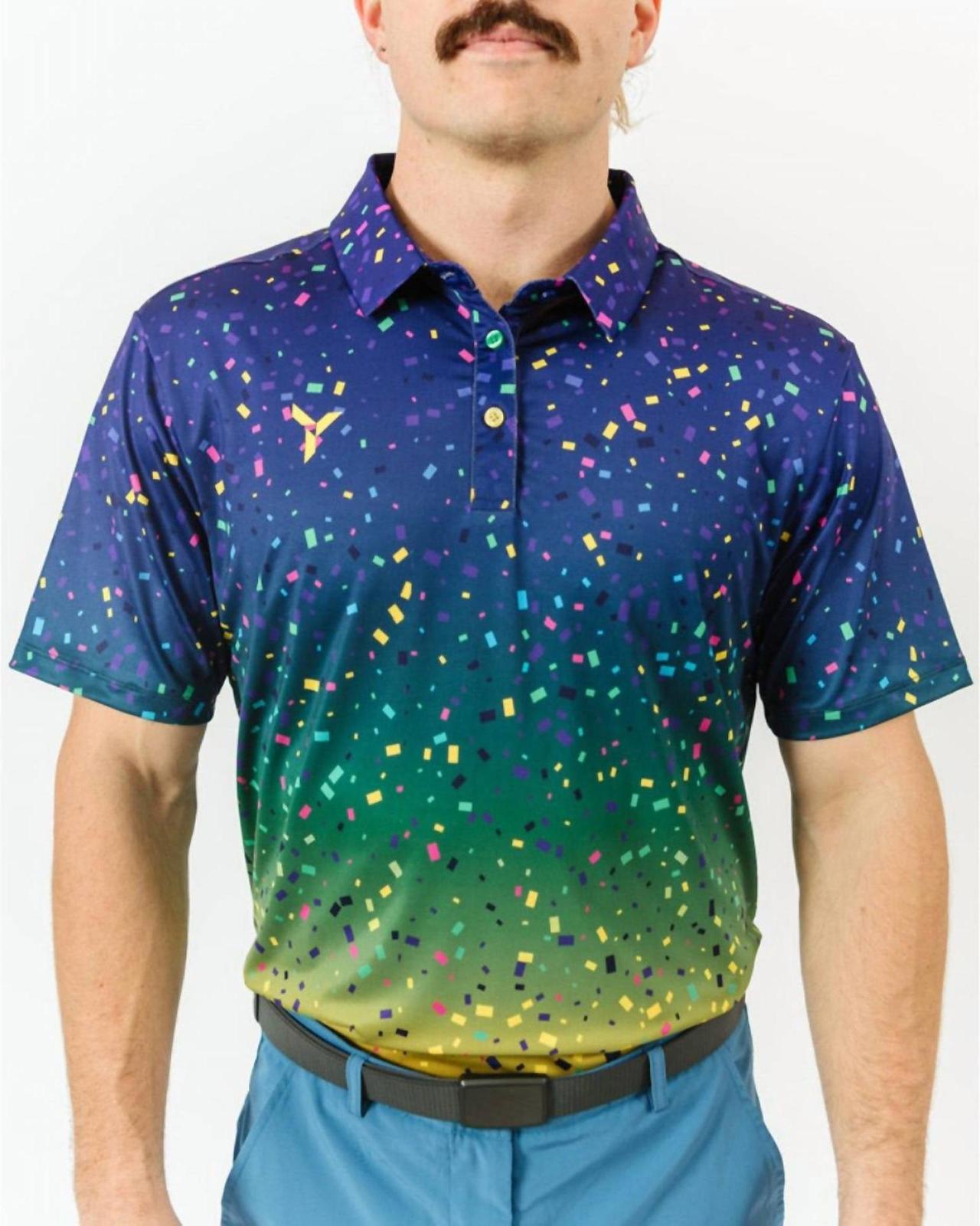 Yatta Golf Mardi Gras Golf Polo. Limited Edition. Blue - $45.00