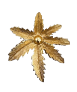 Vintage Signed Sarah Coventry Gold Tone Palm Leaf Brooch Pin Dress Clip - $13.86