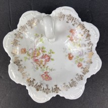 Nappy Dish Bowl O&amp;EG Royal Austria Hand Painted Gold Trim with Roses 1899-1918 - £7.56 GBP