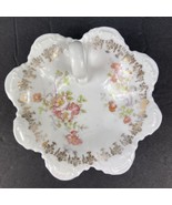 Nappy Dish Bowl O&amp;EG Royal Austria Hand Painted Gold Trim with Roses 189... - $9.49