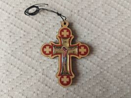 Christian Wooden Pectoral Cross Pendant Rope Cord Car Rearview Mirror - $22.00