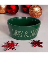 Rae Dunn Pet Bowl &quot;Furry &amp; Bright&quot;  Pet Ceramic Bowl Holiday Green Large... - £30.04 GBP