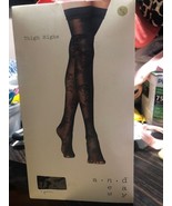 A New Day - Women&#39;s M / L - Black Floral Sheer Thigh Highs - 1 pair - NWT - $8.05 CAD