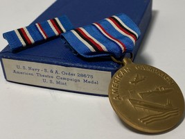 Wwii, American Campaign Medal, With Matching Pinback Ribbon, U.S. Mint - £17.40 GBP