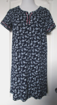 Charter Club Intimates Navy Blue Flower Print Nightgown Size Small 100% Cotton - £15.41 GBP