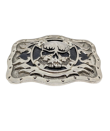 Tandy Leather Silver Skull Flame Metal 3.5&quot; X 2.5&quot; Belt Buckle - €10,96 EUR