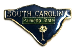 South Carolina State Pin Palmetto State Navy Gold Tone Enamel Travel Sou... - $185.77 MXN