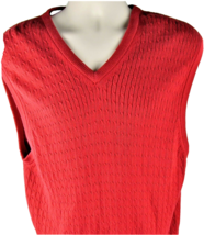 Lyle &amp; Scott Sweater Vest V-Neck Medium Red Combed Cotton Made in India - £13.92 GBP