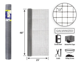 GARDEN ZONE 134825 19 GAUGE HARDWARE CLOTH, 48&quot; in X 25&#39; ft - £47.59 GBP