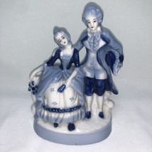 Vintage Porcelain Victorian Courting Couple Bisque Figurine Made In Japan Blue - £8.48 GBP