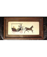 Vintage Crewel Embroidered Picture Framed Tray Art Chauffer Ladies Horse... - £110.48 GBP