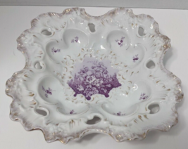 VTG Rosenthal &amp; Company Square Bowl Germany Porcelain Purple Flower Gold... - £26.76 GBP