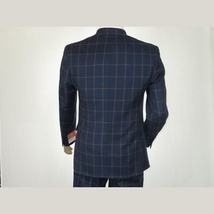 Men TALLIA Suit Wool Blend English Plaid Classic 2Button VDVA2SVX0013 Blue Brown image 7
