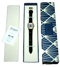 Stauer Women&#39;s Square Sirene &quot;European Crystals&quot; Watch Black Band #54630... - $36.00