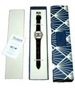 Stauer Women&#39;s Square Sirene &quot;European Crystals&quot; Watch Black Band #54630... - £28.16 GBP