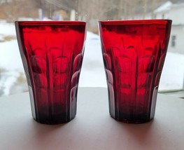 Lot 2 Vintage Anchor Hocking HIGH POINT Royal Ruby  Glass Juice 3 Oz MCM - $13.98