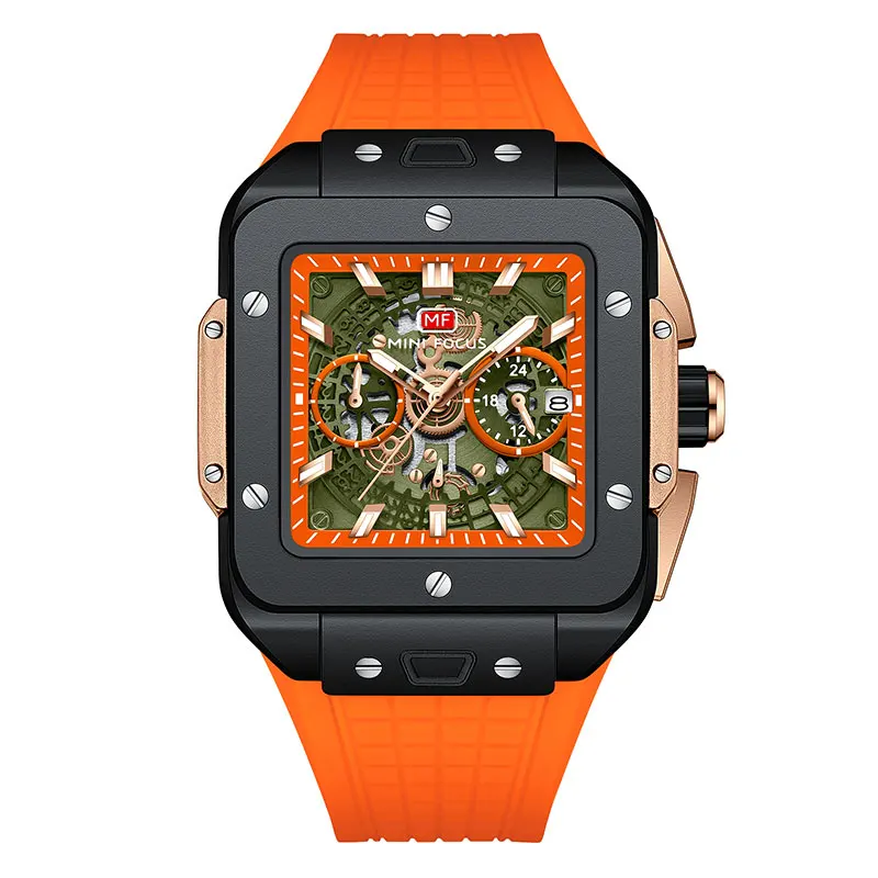 Orange Watch for Men Fashion Waterprood Chronograph Quartz Sport Wristwa... - $49.67
