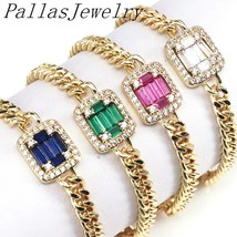 5Pcs New gold plating Cuban Curb Link Chain fashion bracelet sparkling colorful  - £40.23 GBP
