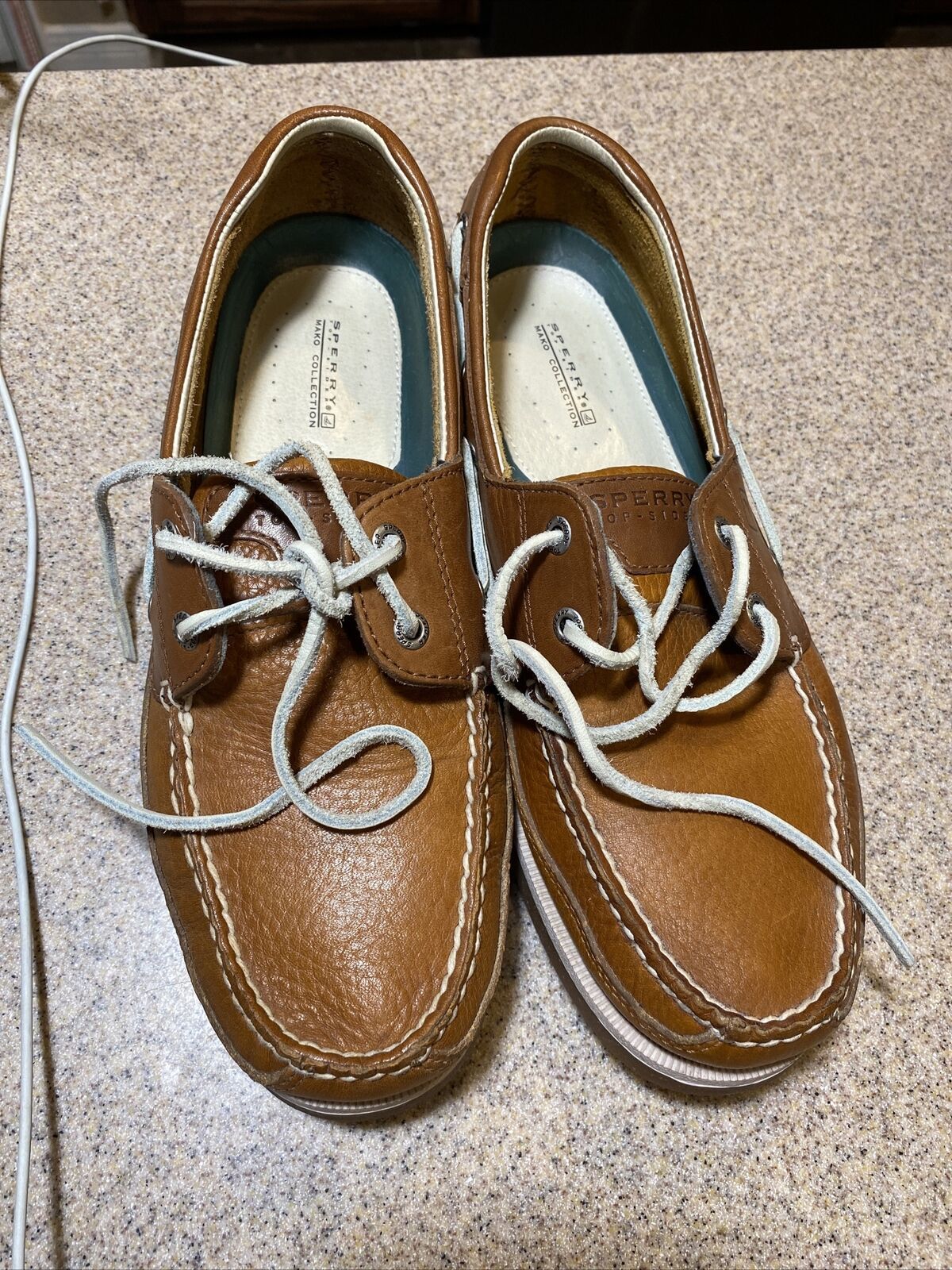 Primary image for Sperry Top-Sider Boat Shoes 10.5 M Brown & White Leather Two-Eye USA