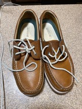 Sperry Top-Sider Boat Shoes 10.5 M Brown &amp; White Leather Two-Eye USA - $72.93