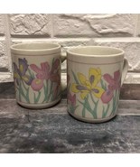 Pair of 80’s Finest Ceramics 1980s Vintage Iris Pastel flowers  Floral M... - £38.39 GBP