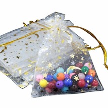 100Pcs Moon Stars Drawstring Organza Bags Drawstring Small Jewelry Gift Bags Pou - £19.42 GBP