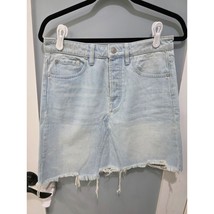 We The Free Skirt 28 Blue Jean Mini Frayed Hem Boho Distressed - $837.00 MXN