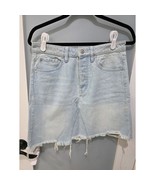 We The Free Skirt 28 Blue Jean Mini Frayed Hem Boho Distressed - $45.00