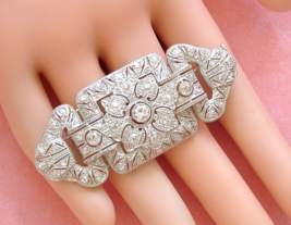ANTIQUE ART DECO 2.41 ctw EURO &amp; MINE DIAMOND PLATINUM STATEMENT PIN BRO... - $2,771.01
