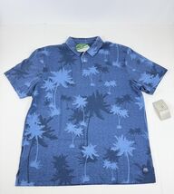 PGA Tour Oversized Palm Print Short Sleeve Performance Polo Size Large Blue - $24.99