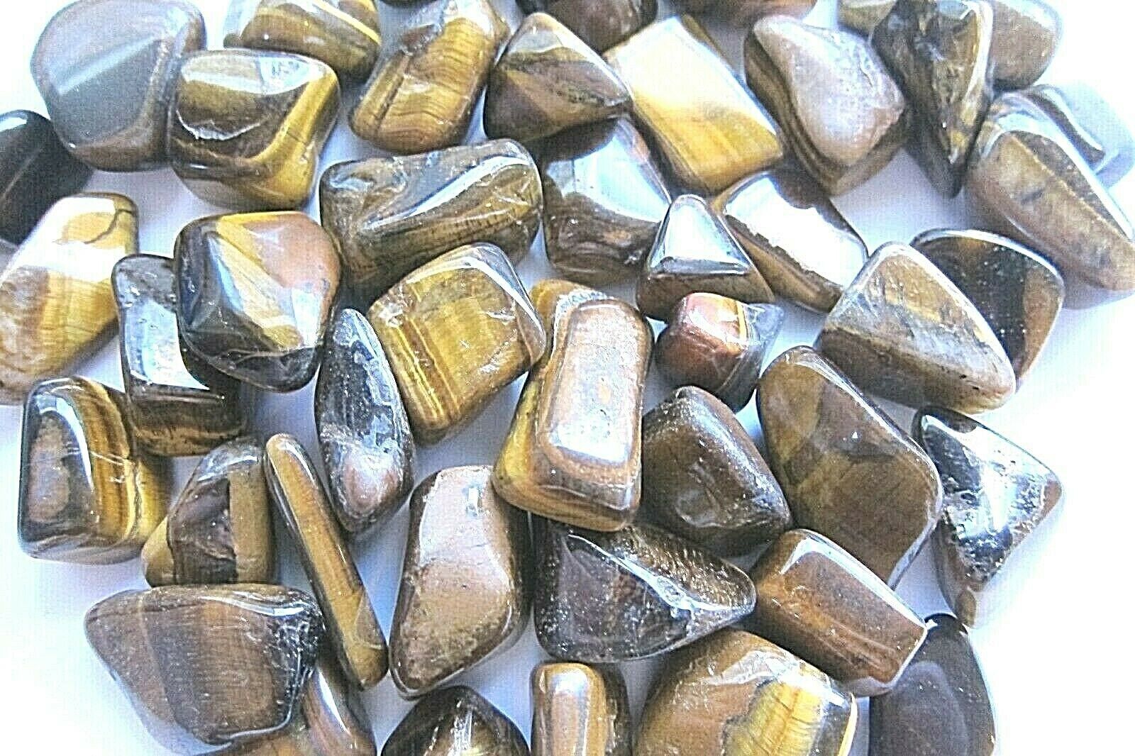 One Golden Tiger Eye Tumbled Stone 20-25mm Reiki Healing Crystal Aligns ... - $1.67