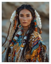 Gorgeous Young Native American Woman In Traditional Clothing 8X10 Fantasy Photo - £6.63 GBP