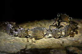 Vintage Designer Talisman Bracelet Goddess Isis Ankh Lotuses Art Jewelry Unique - £427.37 GBP