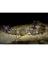 Vintage Designer Talisman Bracelet Goddess Isis Ankh Lotuses Art Jewelry... - $533.00