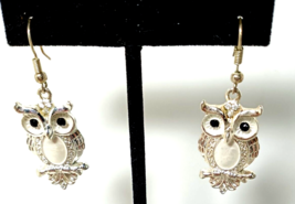 Vintage Silver Color Sweet OWL Drop/Dangle PIERCED Wire Earrings - £12.74 GBP