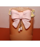 Vintage Yankee Candle Large Jar Ring Topper Pink Bow w/Yellow &amp; Purple F... - $29.13 CAD