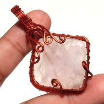 Rose Quartz Fashion Wire Wrapped Handcrafted Copper Jewelry Pendant 2.4&quot; SA 1317 - £4.00 GBP