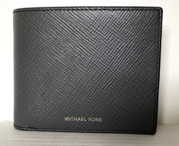 New Michael Kors Harrison Men&#39;s Slim Billfold Wallet Leather Greyhound - $36.71