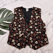 Hasley Collection Womens Vintage Beaded Vest Size XL Brown Black Leaves ... - $25.73