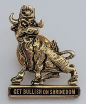 Get Bullish on Shrinedom Masonic Shriners Bull Gold Tone Vintage Lapel H... - $9.99