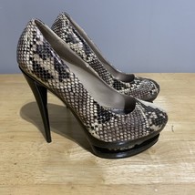 Bonnibel Pumps Beige Snakeskin (PU) Reggie-3 5&quot; Stiletto Heel w/2&quot; Platf... - $252.57 MXN