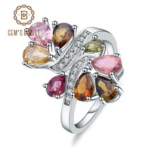 Ourmaline 925 sterling silver rings for women trendy romantic flower wedding engagement thumb200