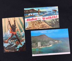 3 Vintage 1970s Hawaii Postcards Waikiki Maui Demigod Tiki Diamond Head - £11.24 GBP