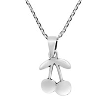 Whimsical Little Cherries Sterling Silver Pendant Necklace - £8.35 GBP