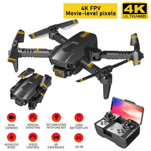 New Rc Drone With 4K Hd Dual Camera Wifi Fpv Foldable Quadcopter W/ 3 Battery Us - £42.34 GBP